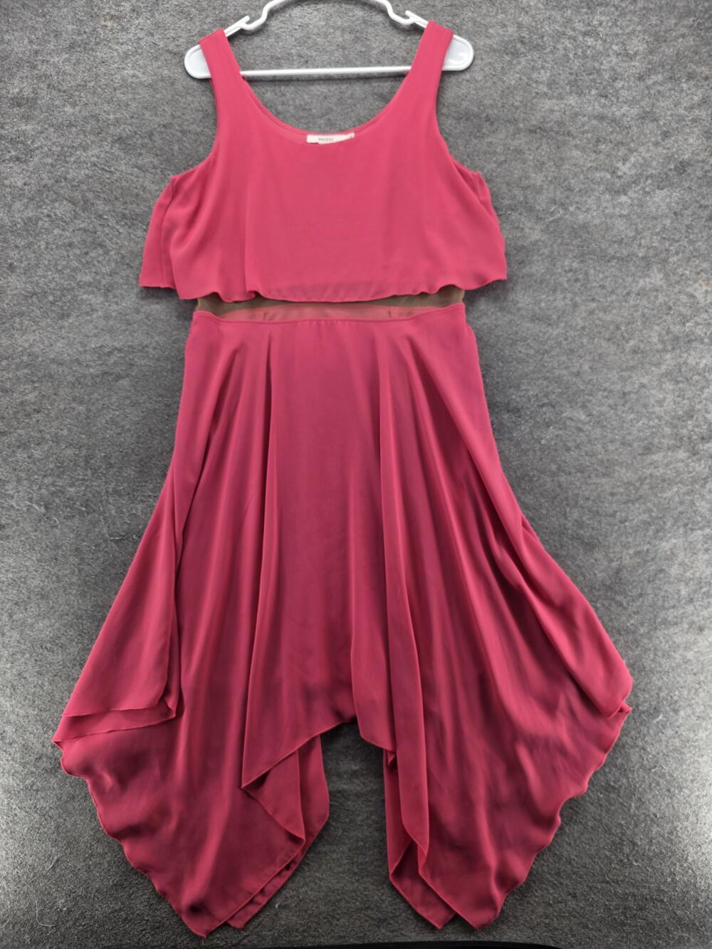Bailey 44 Outfit Set Womens L Pink Silk Crepe Tank Skirt Layered Ruffle